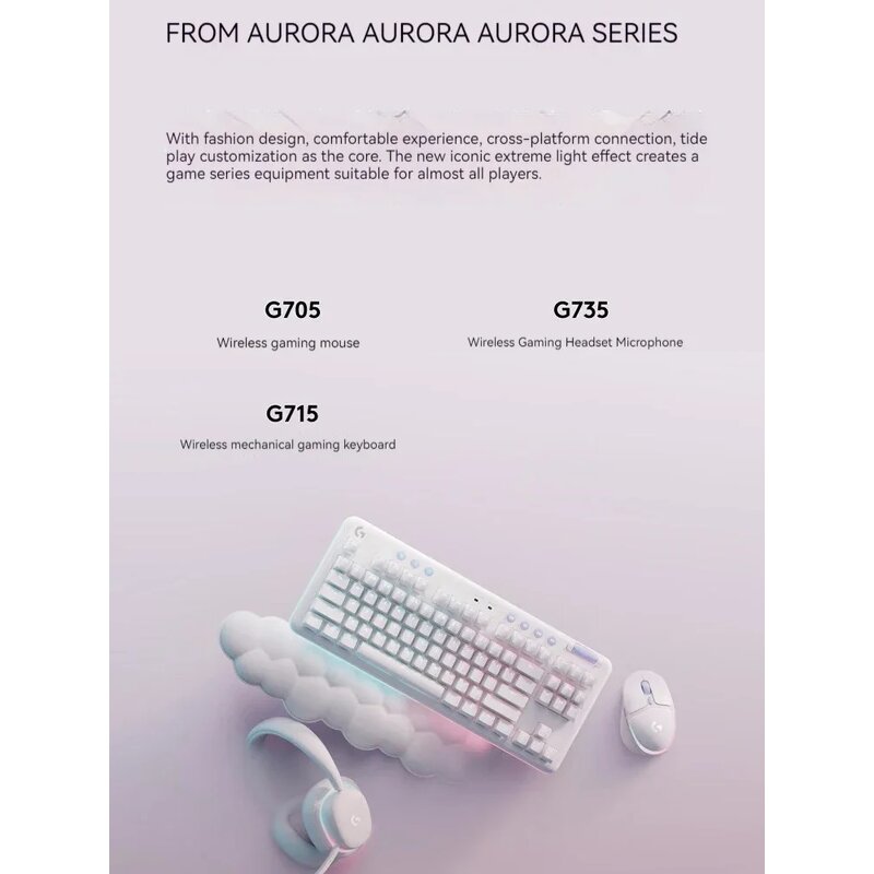 Logitech G715 Aurora - Wireless Mechanical Keyboard Three Mode Rgb Backlight 87 Key