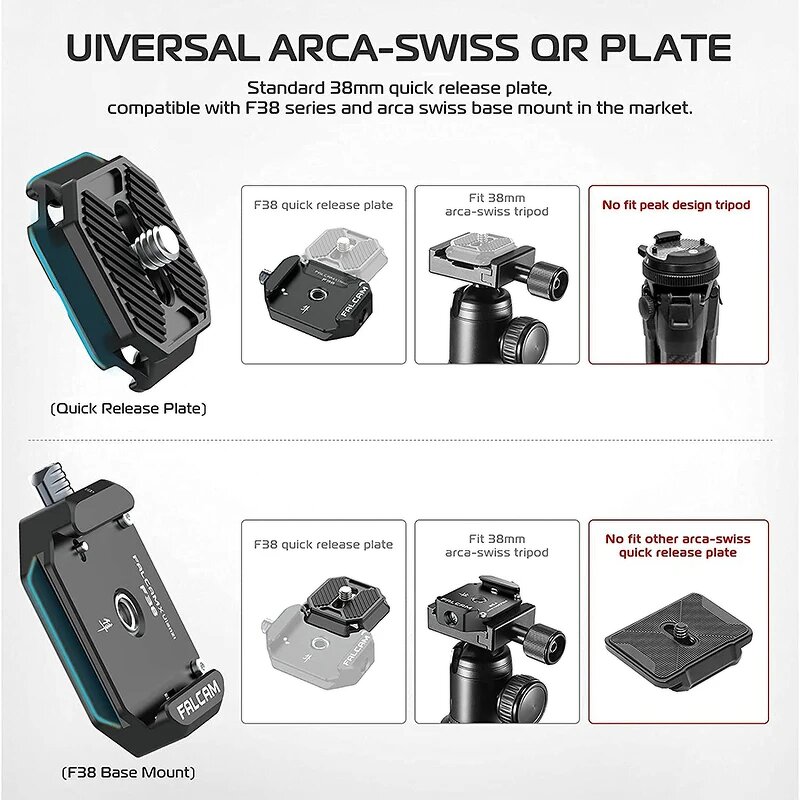 Ulanzi FALCAM F38 - Universal DSLR Camera Gimbal Arca Swiss Quick Release Plate