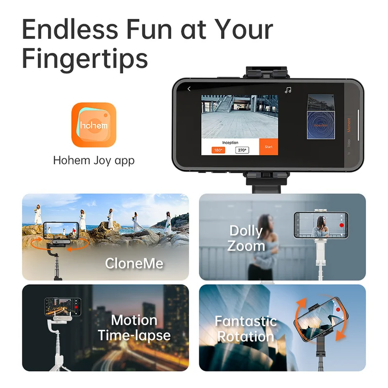 Hohem ISteady Q - Selfie Stick Adjustable Stand Folding Universal Stabilizer for Vlog