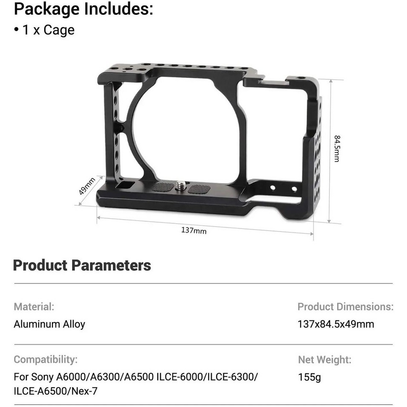 SmallRig Aluminum Alloy Camera Cage Rig - for Sony A6500 A6300 A6000 Nex-7