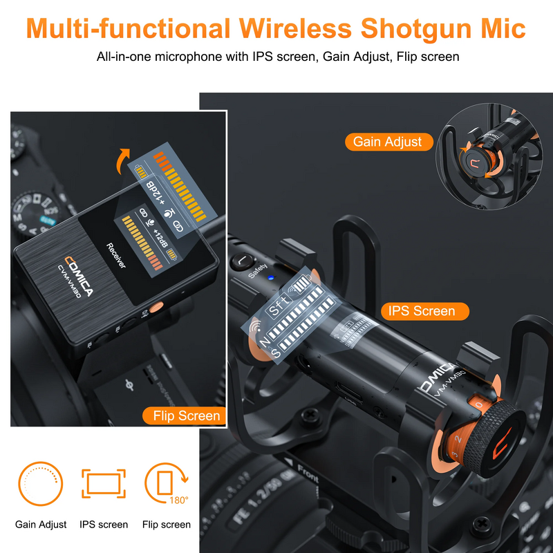 Comica CVM-VM30 - 2.4G Wireless Microphone Super Cardioid Shotgun with Receiver
