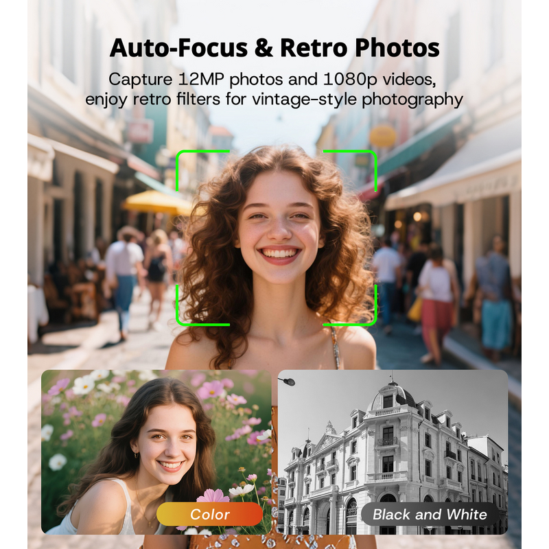 CHUZHAO M1 - 12MP 1080P Mini Digital Camera Retro Vintage Compact 16GB Card