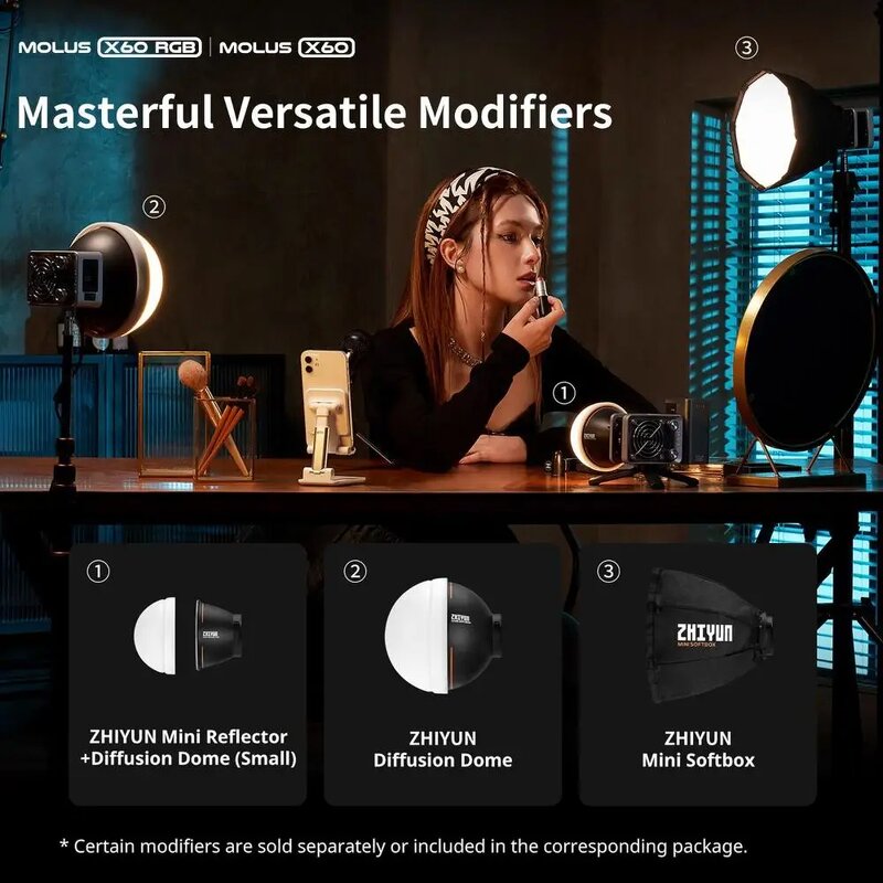 ZHIYUN MOLUS X60 - RGB Bicolor 60W LED Video Light Pocket COB Photography Fill Light