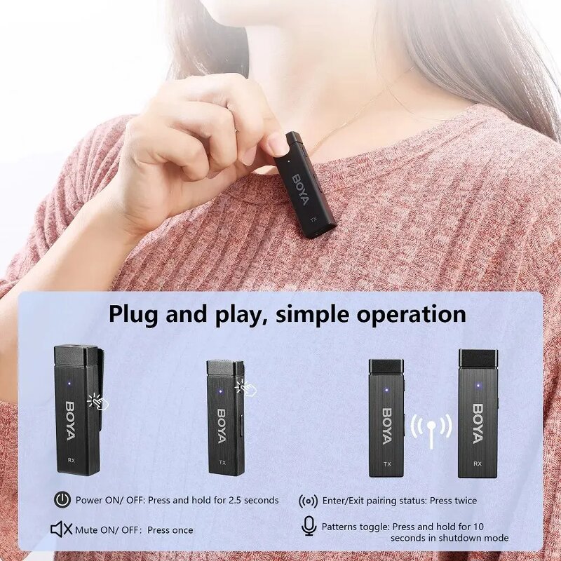 BOYA BY-W4 - 4-Channel Wireless Lavalier Lapel Microphone for iPhone Camera