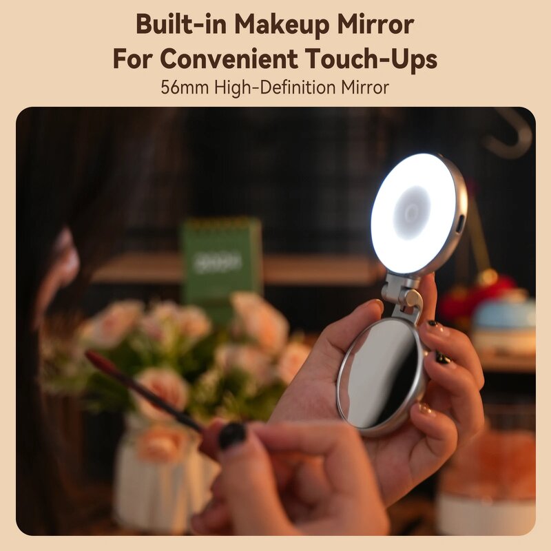 TELESIN S5 BGD 01 - Magnetic Fill Light Selfie Spotlight With Mirror 360 Stand