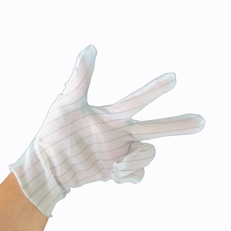 Anti-static Dust-free Work Gloves Manufacturer - Dispensing Anti-slip Conductive White Stripe Protection