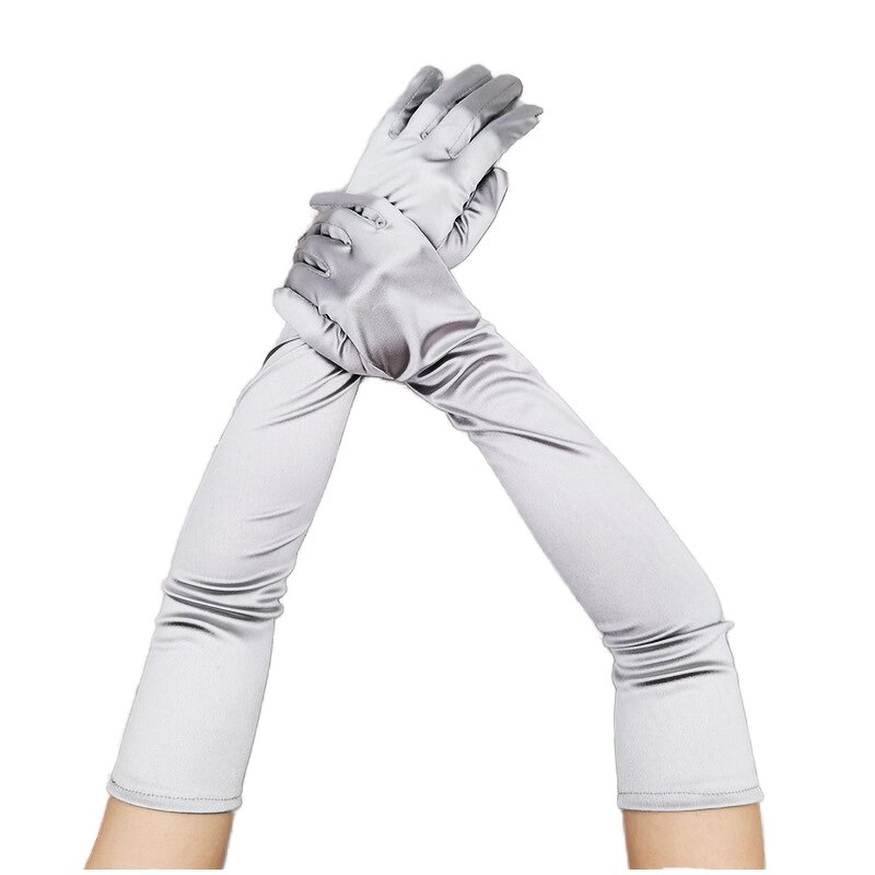 Satin Wedding Opera Gloves Manufacturer - Elegant Custom White Green Black Purple 55cm Long for Women Girls Events Dance