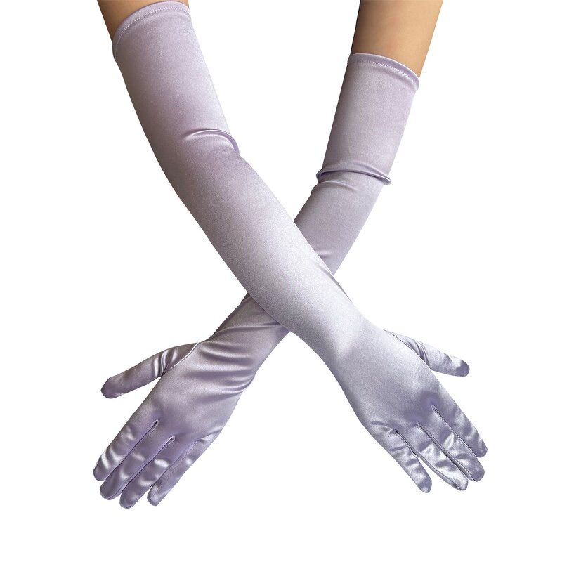 Satin Wedding Opera Gloves Manufacturer - Elegant Custom White Green Black Purple 55cm Long for Women Girls Events Dance