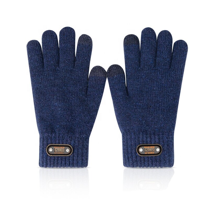 Touchscreen Gloves Manufacturer - Winter Cycling Outdoor Casual Jacquard Knitted Full Finger Thickened Warm Cotton Spandex