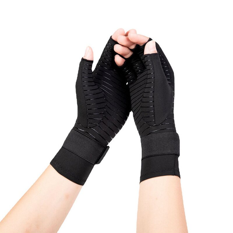 Arthritis Gloves Manufacturer - Hand Protective Full Finger Half-Finger Black Anti-Slip Copper Compression