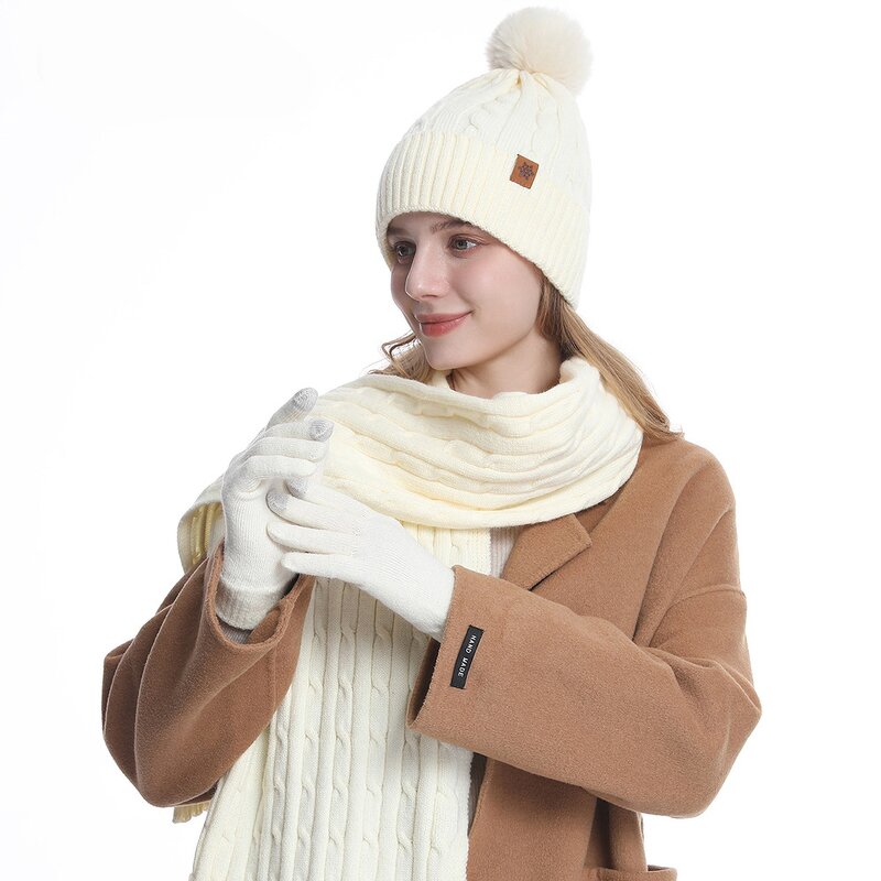 Muslim Women's Winter Knitted Set Manufacturer - Popular Hats Scarves Gloves Alpaca Wool Scarf Hat Glove Sets