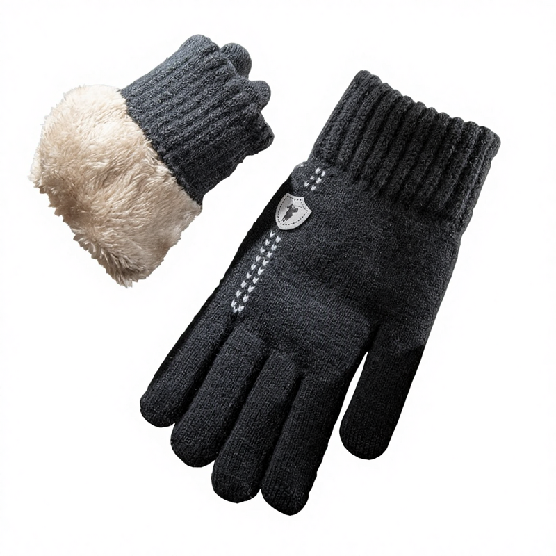 Touchscreen Gloves Manufacturer - Winter Cycling Outdoor Casual Jacquard Knitted Full Finger Thickened Warm Cotton Spandex