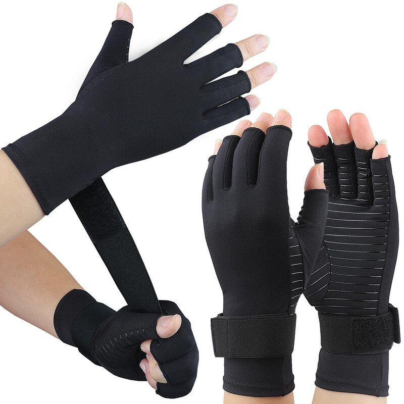 Arthritis Gloves Manufacturer - Hand Protective Full Finger Half-Finger Black Anti-Slip Copper Compression