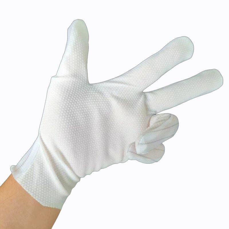 Anti-static Dust-free Work Gloves Manufacturer - Dispensing Anti-slip Conductive White Stripe Protection