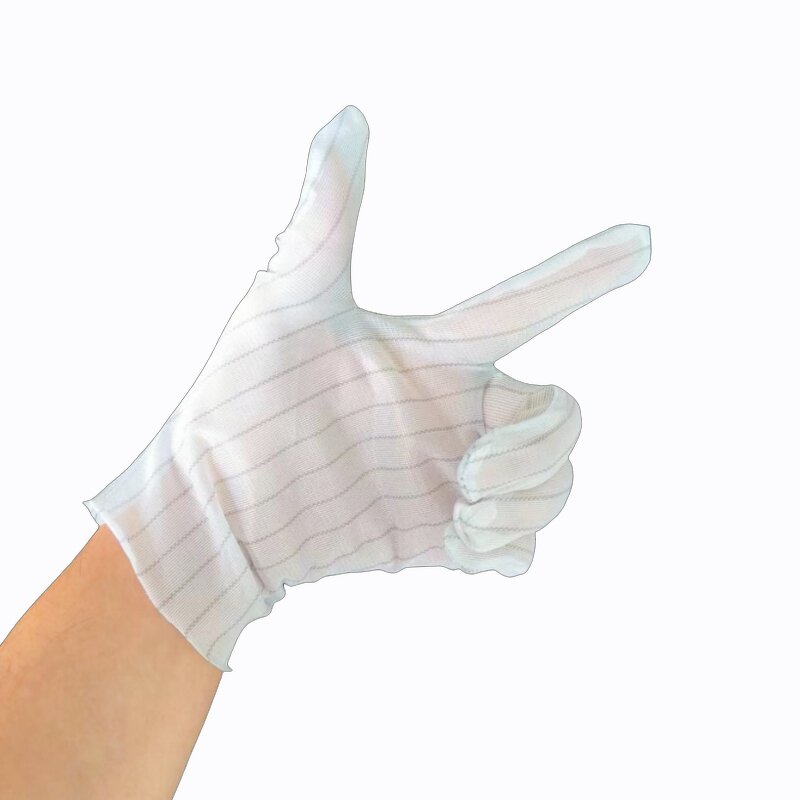Anti-static Dust-free Work Gloves Manufacturer - Dispensing Anti-slip Conductive White Stripe Protection