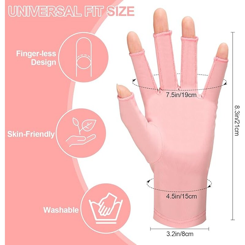 Nail Gel Gloves - Reusable Half-Finger Anti-Ultraviolet for Hands & Arms