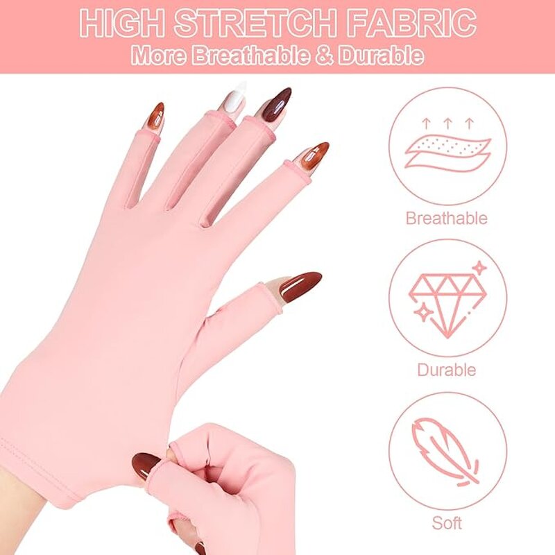 Nail Gel Gloves - Reusable Half-Finger Anti-Ultraviolet for Hands & Arms