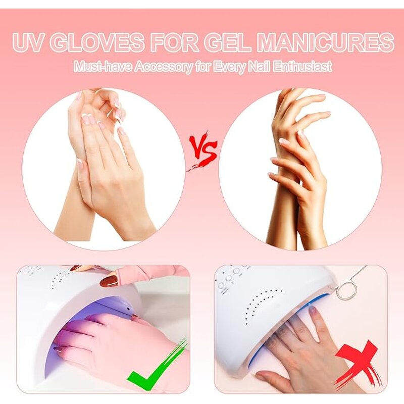 Nail Gel Gloves - Reusable Half-Finger Anti-Ultraviolet for Hands & Arms