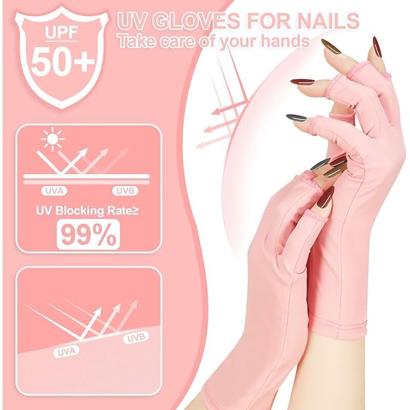 Nail Gel Gloves - Reusable Half-Finger Anti-Ultraviolet for Hands & Arms