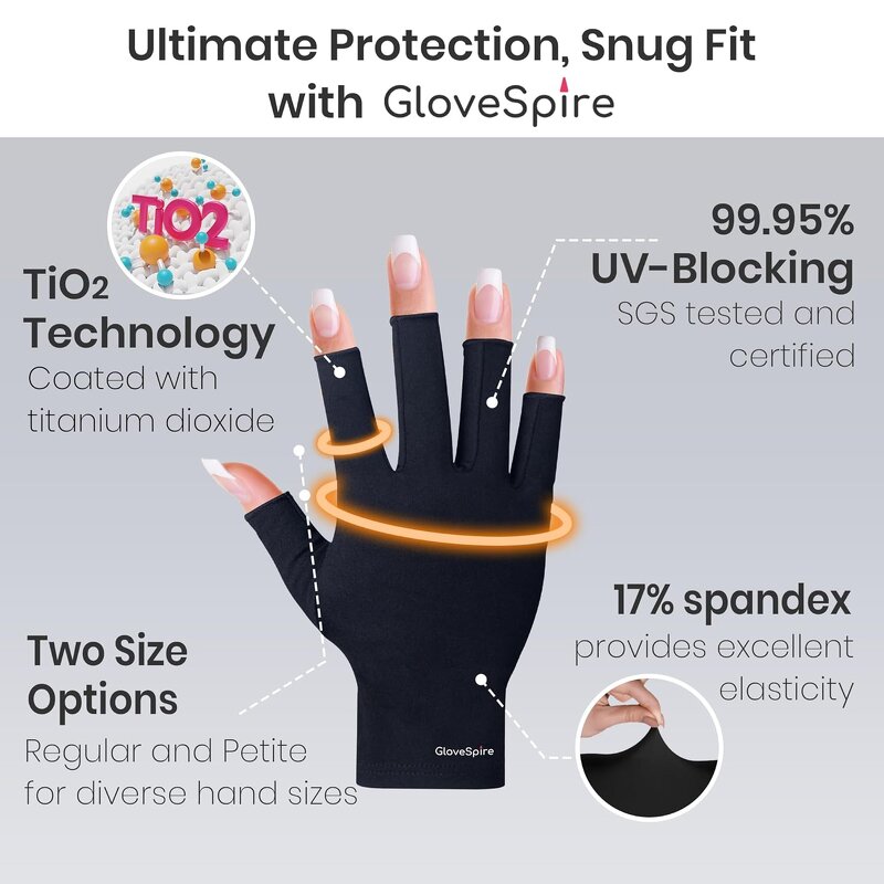 UV Gloves - Double-Sided for Nail Lamp with Hand Arm Protection for Gel Nails