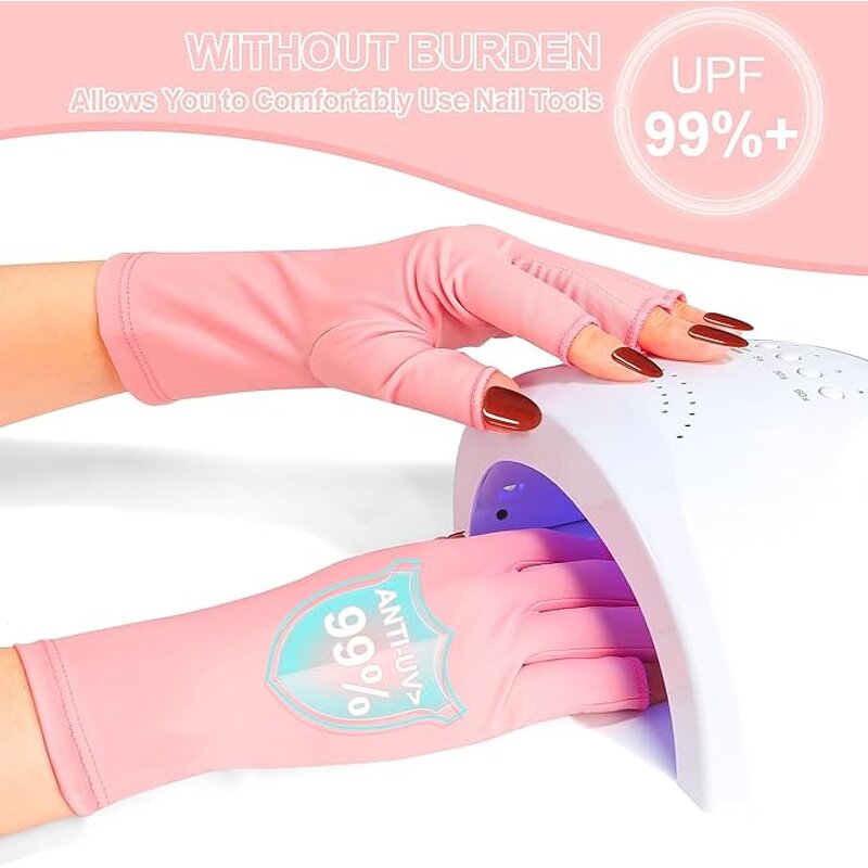 Nail Gel Gloves - Reusable Half-Finger Anti-Ultraviolet for Hands & Arms