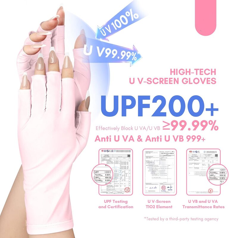 UV Protection Gloves - UPF 50+ Anti-UV for Gel Nail Art & Salon Services