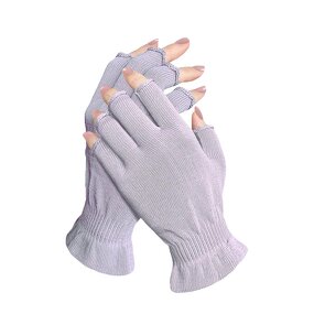 Eczema Safety Gloves - Purple Moisturizing Cotton Anti-Static Fingerless