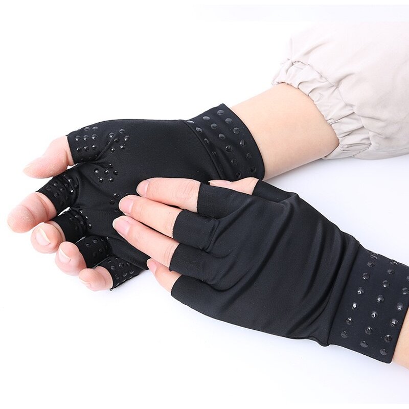 Fingerless Gloves - Copper Dot Nylon Cotton Silicon Non-Slip Touch Screen