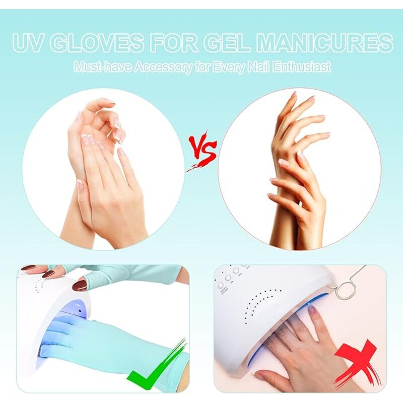 UV Nail Gloves - UPF50+ Comfortable Reusable for Gel Manicure Nail Supplies