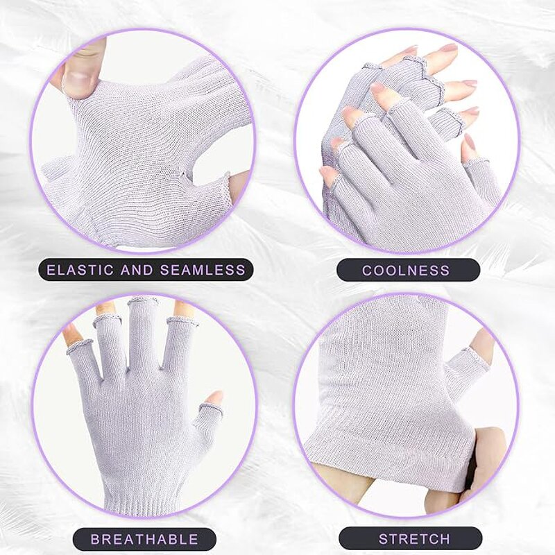 Eczema Safety Gloves - Purple Moisturizing Cotton Anti-Static Fingerless