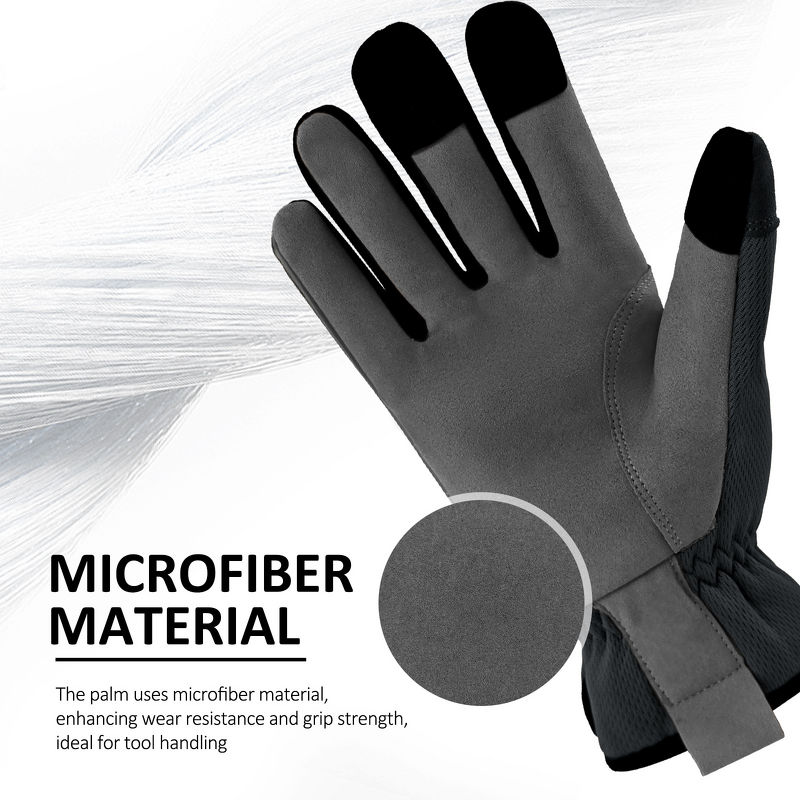 Work Gloves - 3D Breathable Mesh Palm Microfiber Three-Finger Touch Screen