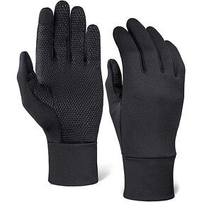 Safety Gloves - Full-Finger Warm Anti-Slip for Winter Sports Black Polyester