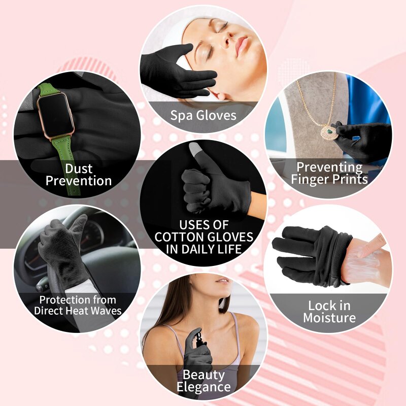 Cotton Gloves - Large Size Touch Screen for Dry Hand Nighttime Moisturizing