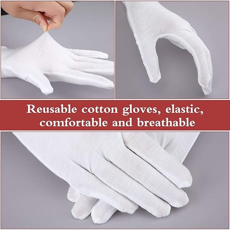 Cotton Gloves - Antique Thin Elegant White for Cycling Fishing Gym