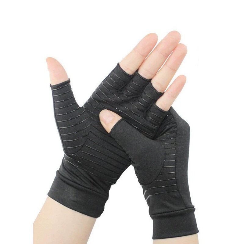 Fingerless Spandex Gloves - Copper Ion for Sports Fitness & Rehabilitation