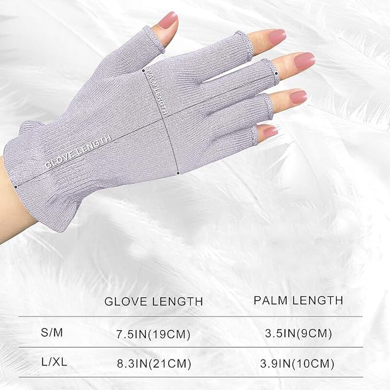 Eczema Safety Gloves - Purple Moisturizing Cotton Anti-Static Fingerless