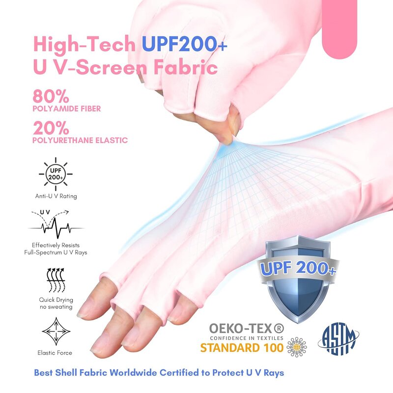UV Protection Gloves - UPF 50+ Anti-UV for Gel Nail Art & Salon Services