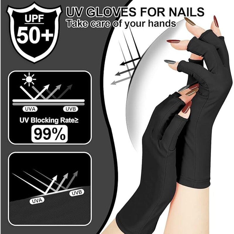 UV Protection Gloves - UPF50+ for Gel Nail Lamp Manicure Nail Supplies