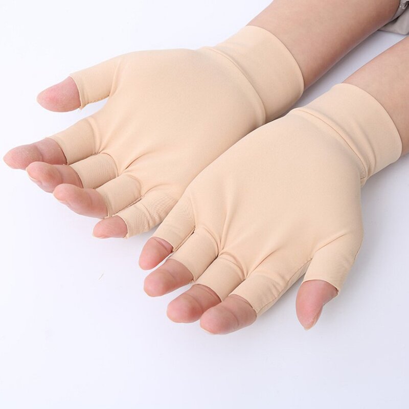 Fingerless Gloves - Copper Dot Nylon Cotton Silicon Non-Slip Touch Screen