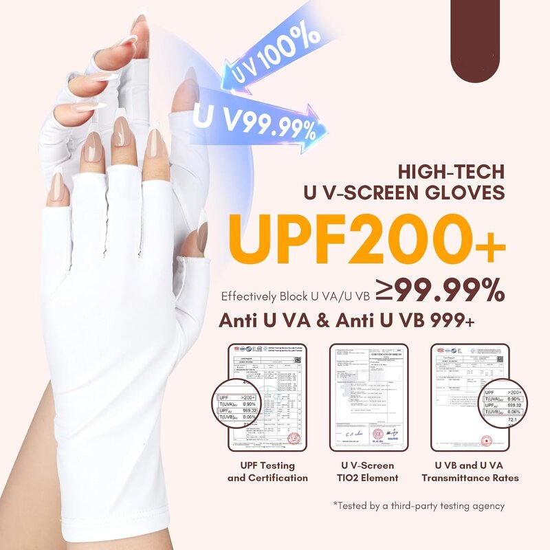 UV Gel Manicure Gloves - Professional UPF50+ with Extended Finger Coverage