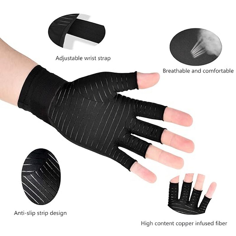 Copper Compression Gloves - Spandex Honeycomb for Hand Pain & Carpal Tunnel