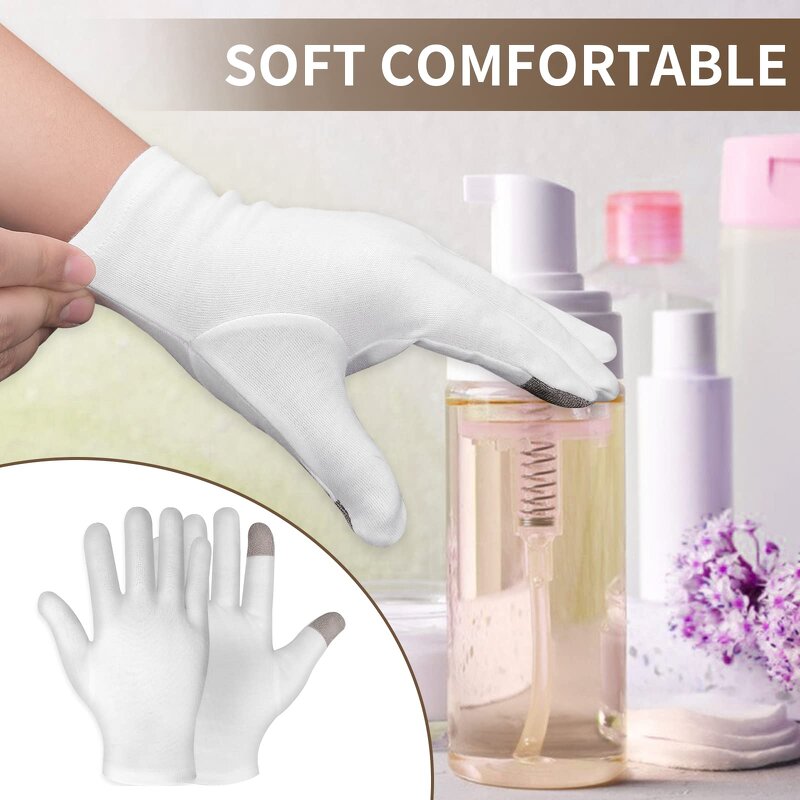 Cotton Gloves - Large Size Touch Screen for Dry Hand Nighttime Moisturizing