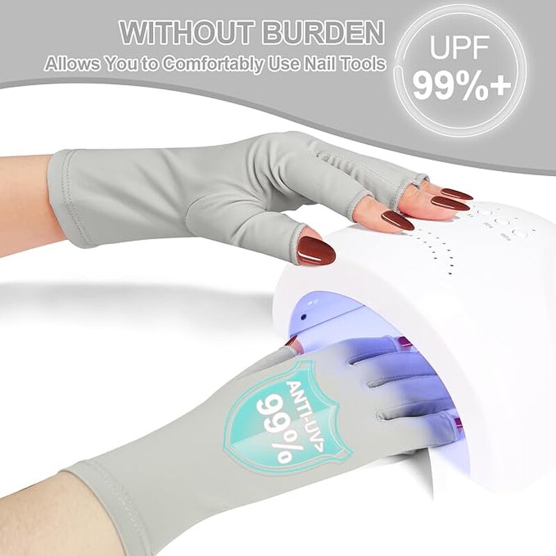 UV Shield Gloves - UPF50+ Anti-UV for Gel Manicure Nail Art Protection