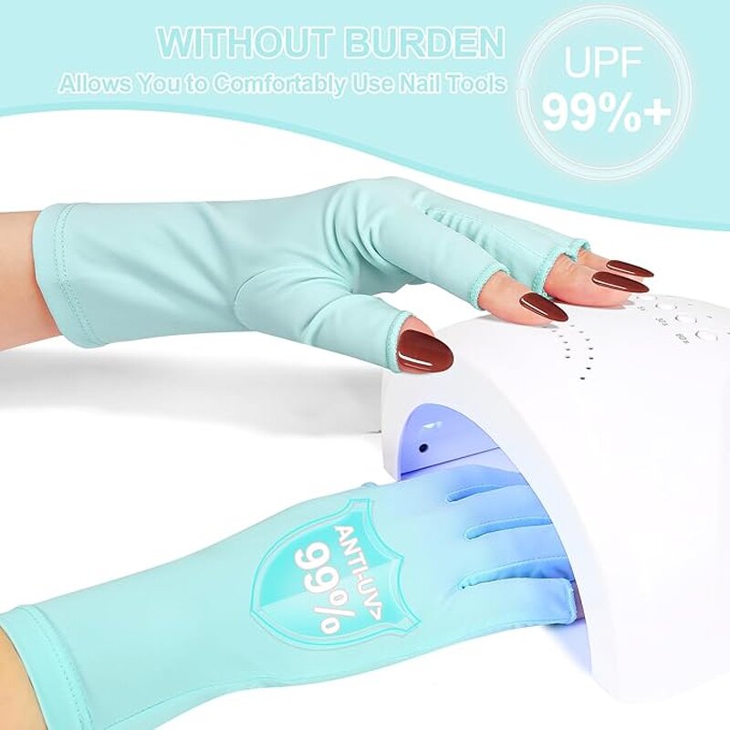 UV Nail Gloves - UPF50+ Comfortable Reusable for Gel Manicure Nail Supplies