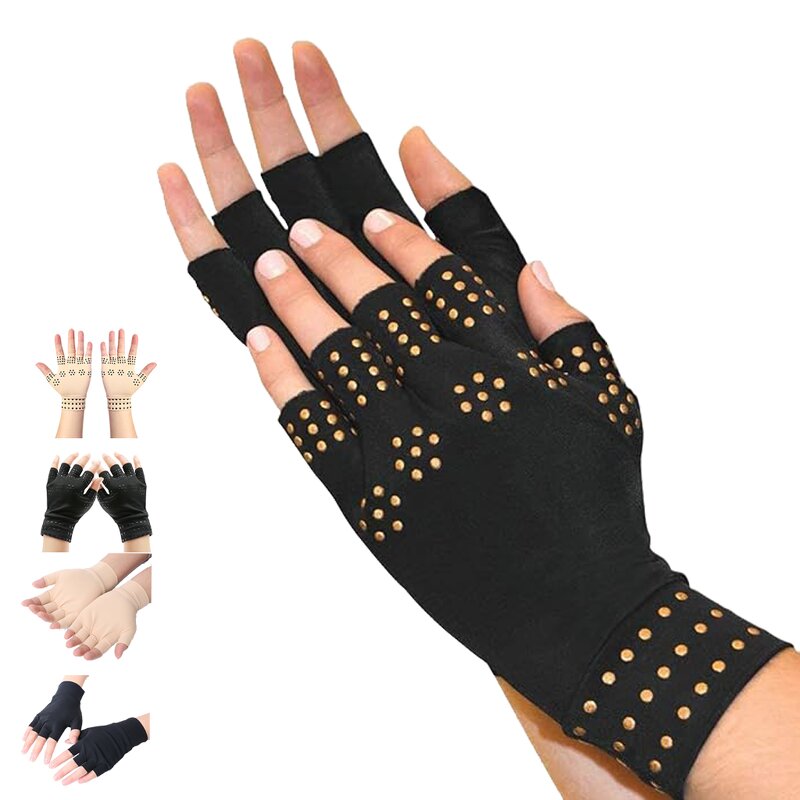 Fingerless Gloves - Copper Dot Nylon Cotton Silicon Non-Slip Touch Screen