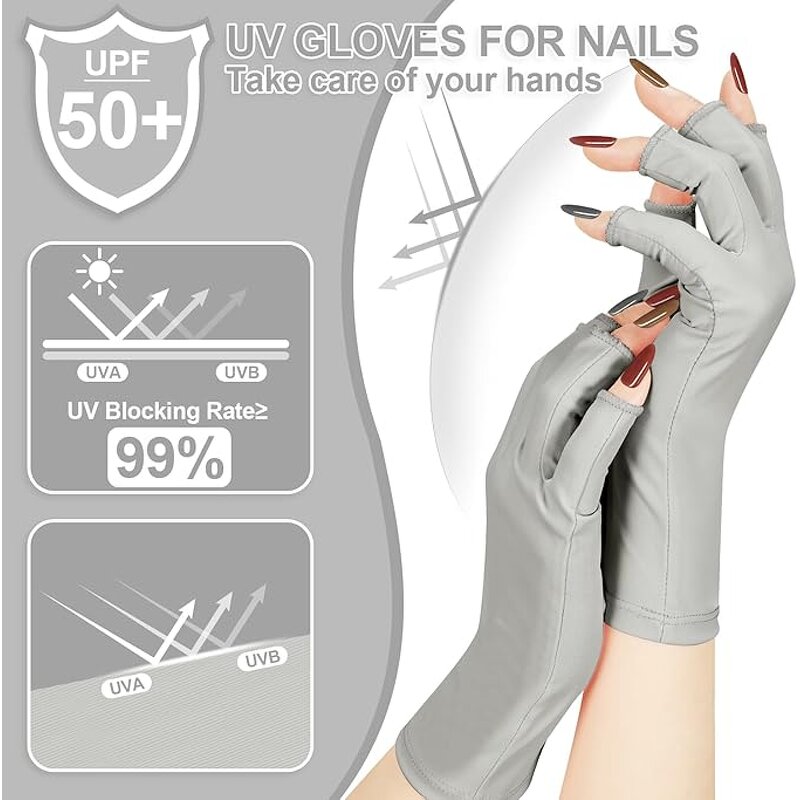 UV Shield Gloves - UPF50+ Anti-UV for Gel Manicure Nail Art Protection