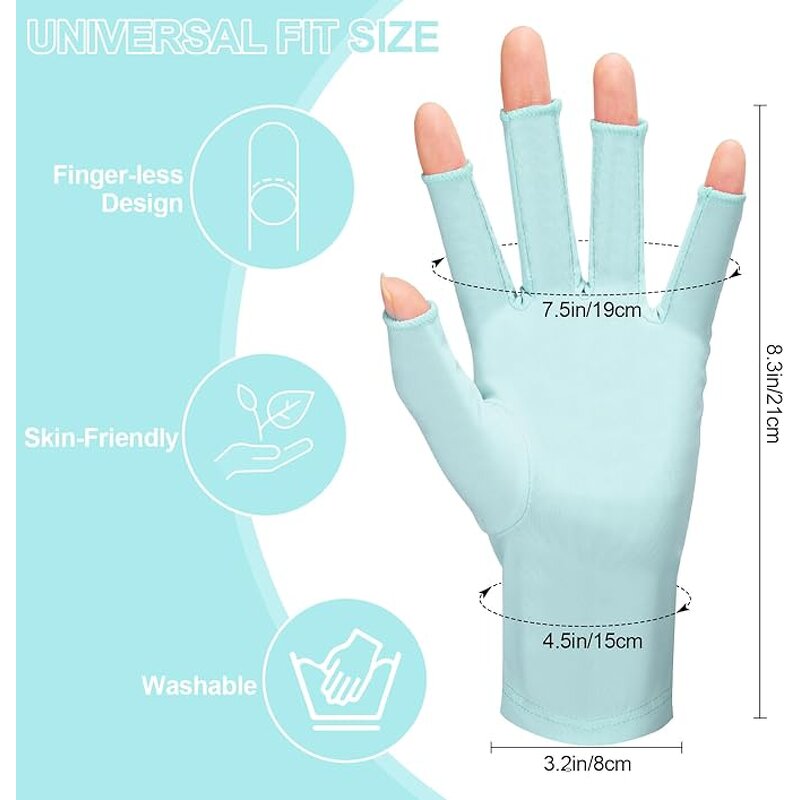 UV Nail Gloves - UPF50+ Comfortable Reusable for Gel Manicure Nail Supplies