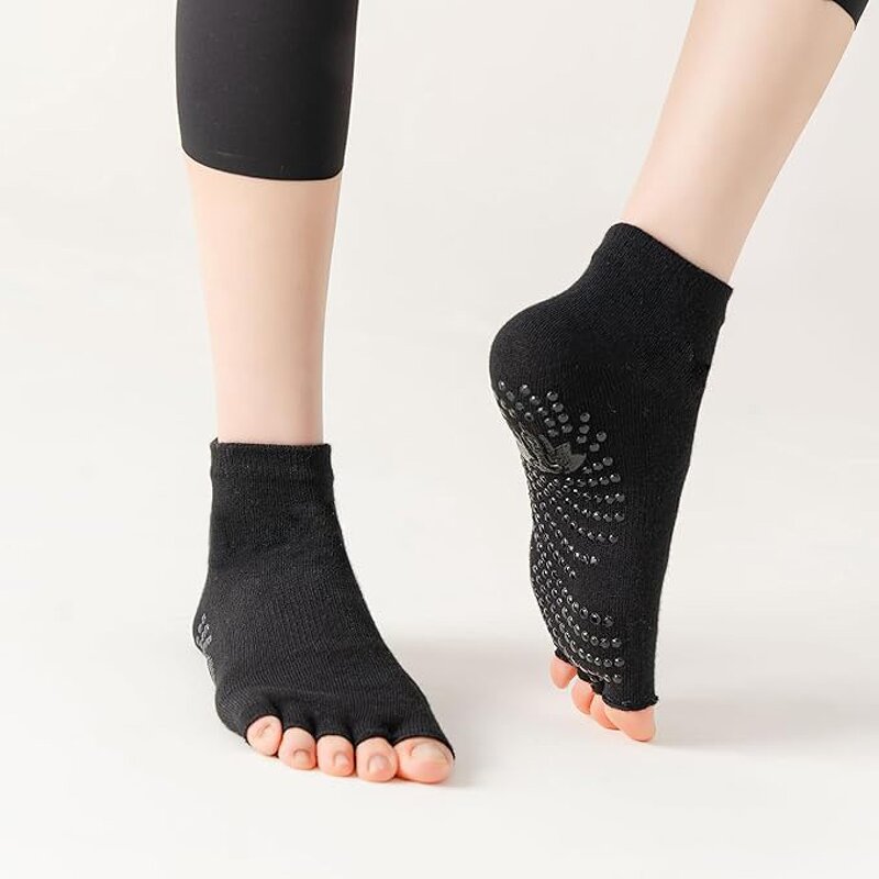 Ankle Socks - Black Spandex Toeless for Nail & Yoga Ankle Support