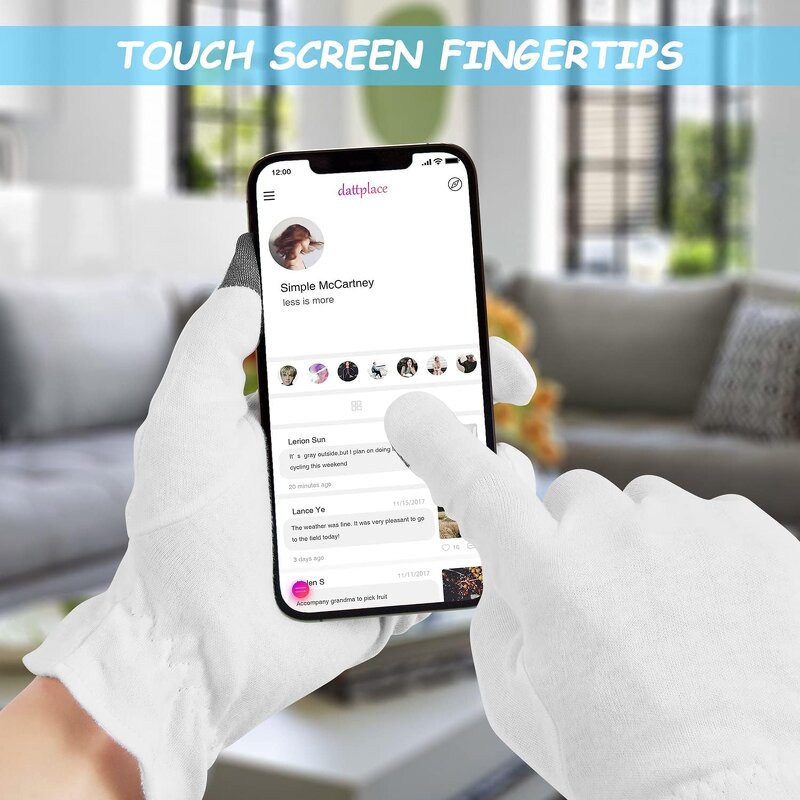 Drawstring Gloves - Ultra-Moisturized for Nighttime Eczema Relief Touch Screen