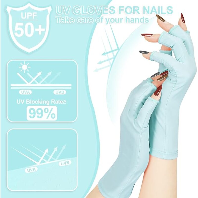 UV Nail Gloves - UPF50+ Comfortable Reusable for Gel Manicure Nail Supplies
